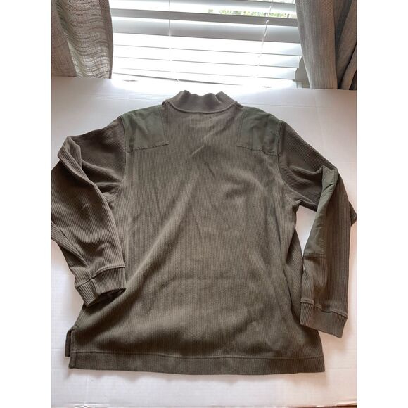 Eddie Bauer Legend Sweater Mens Large Green Mock Neck‎ Elbow Patches A45 - Picture 8 of 13